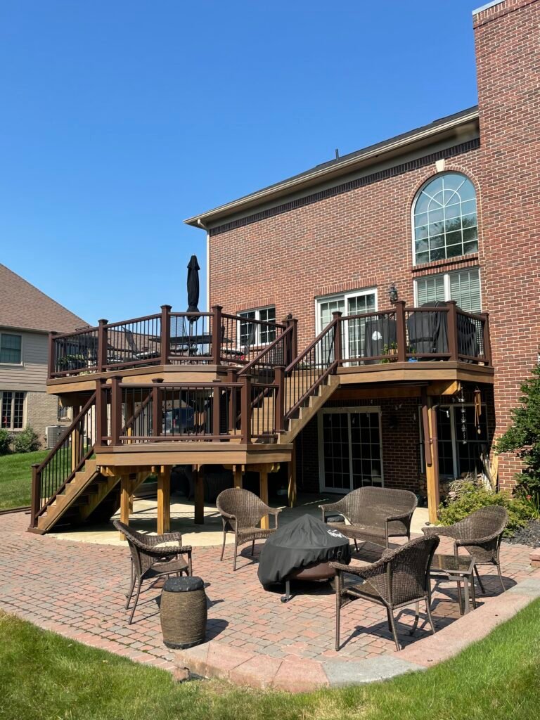 second story trex deck in canton michigan with grand staircase