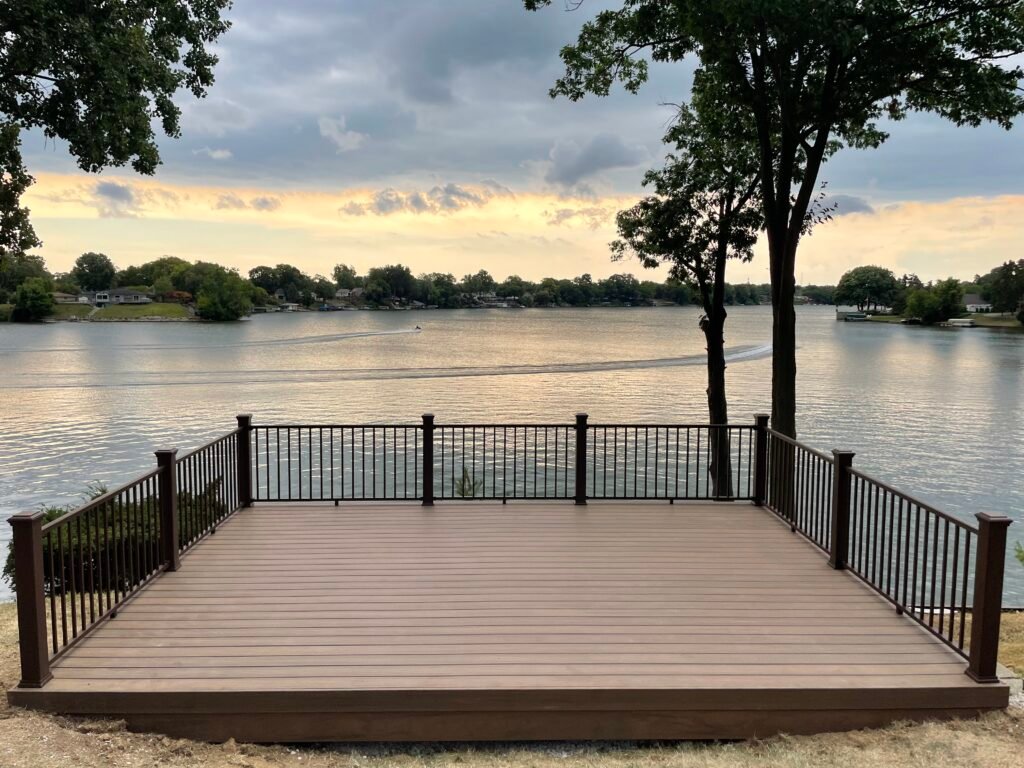 Trex Deck with railing built over lake